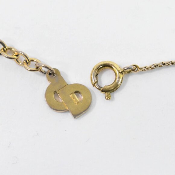 Christian Dior CD Logo Rhinestone Gold Plated Necklace - Picture 9 of 10